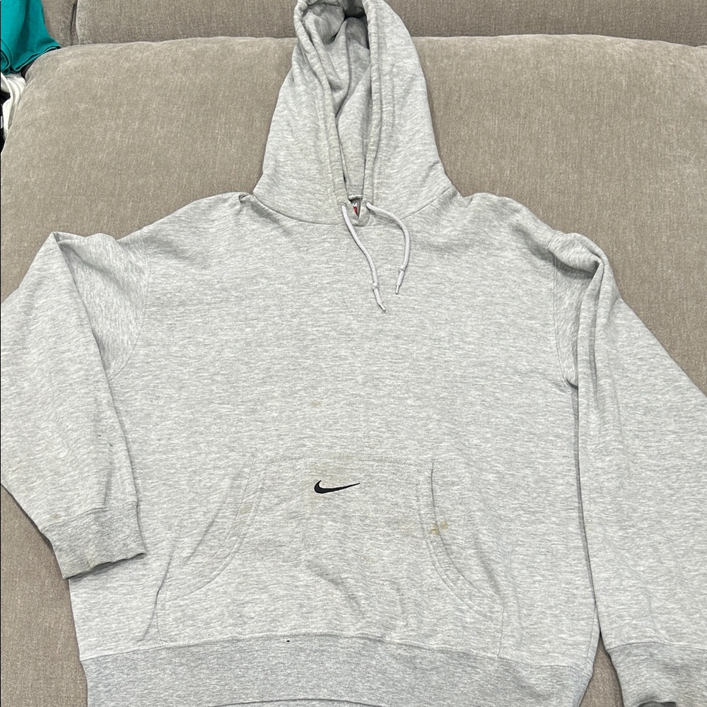 Nike Men's Light Gray Hoodie center swoosh Sweater size Medium